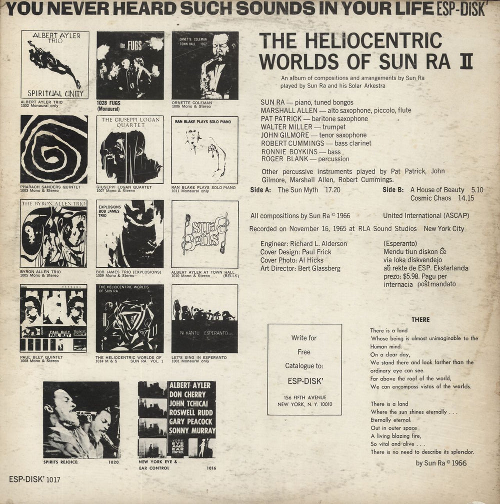 Sun Ra The Heliocentric Worlds Of Sun Ra, Volume 2 US vinyl LP album (LP record)