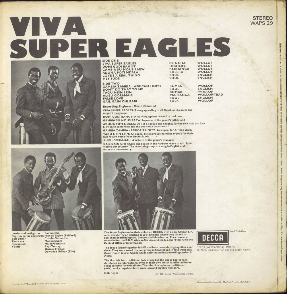 Super Eagles Viva Super Eagles UK vinyl LP album (LP record)