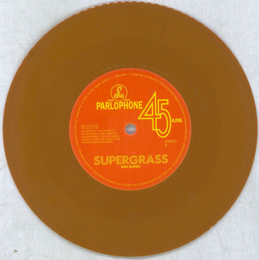 Supergrass Bad Blood - Brown Vinyl UK 7" vinyl single (7 inch record / 45) SGS07BA429494