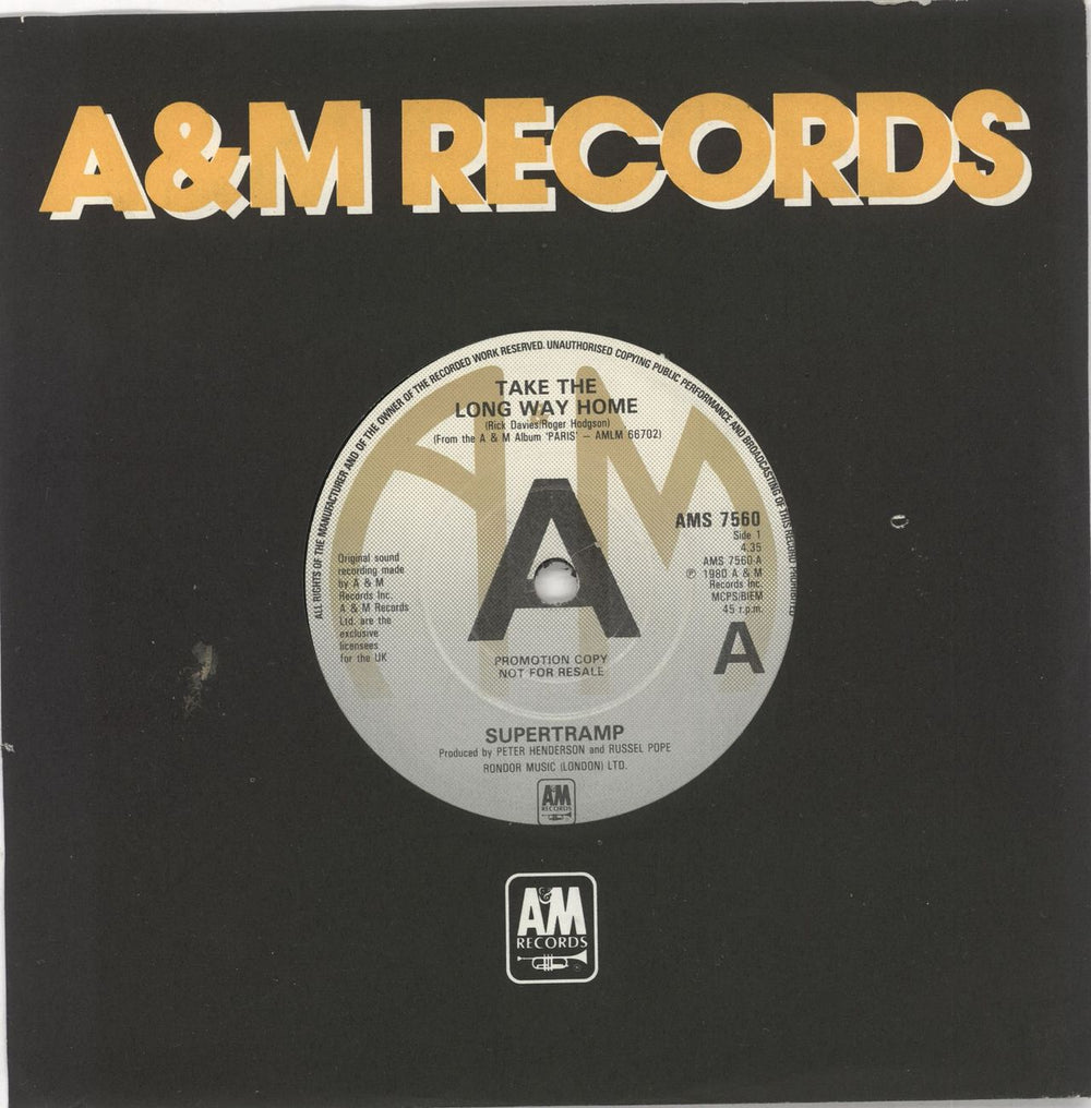 Supertramp Take The Long Way Home - A-Label UK Promo 7" vinyl single (7 inch record / 45) AMS7560