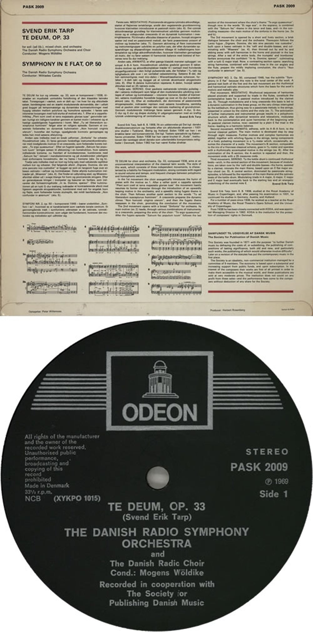 Svend Erik Tarp Te Deum, Op.33 / Symfoni I Es, Op.50 Danish vinyl LP album (LP record) XVELPTE630782