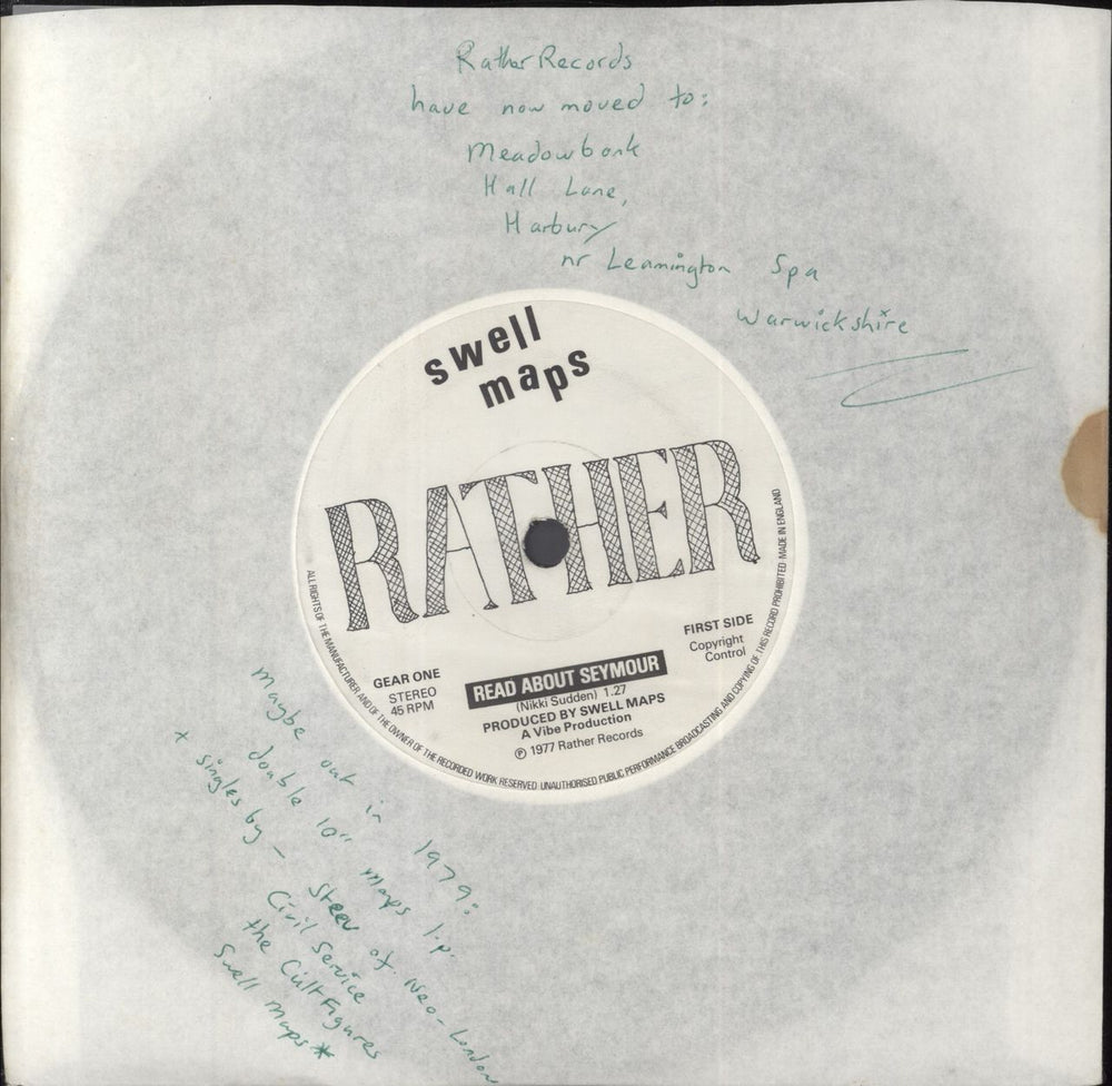 Swell Maps Read About Seymour UK 7" vinyl single (7 inch record / 45) SW107RE816062