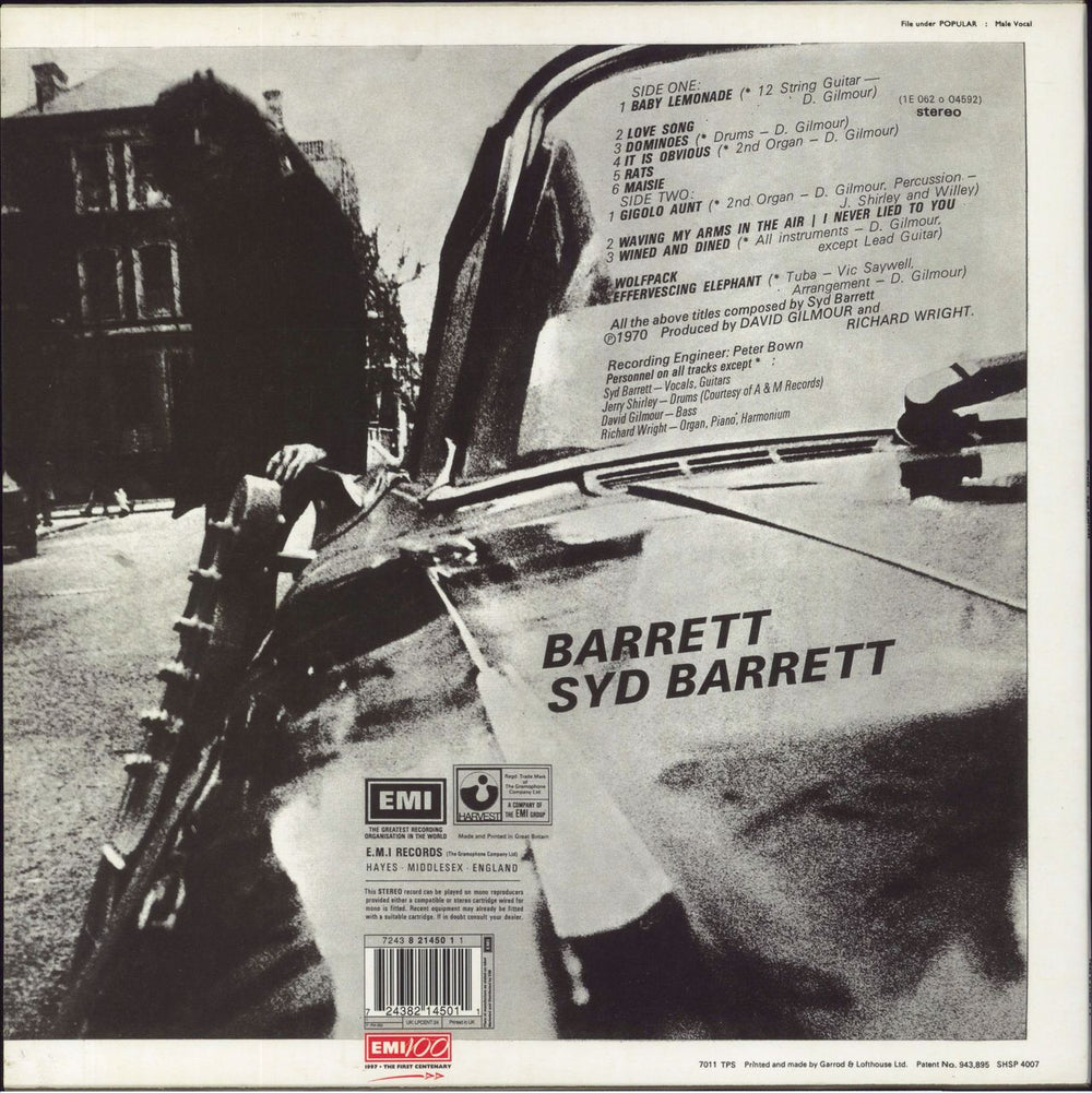 Syd Barrett Barrett - EMI100 Series - 180gm UK vinyl LP album (LP record) 724382145011