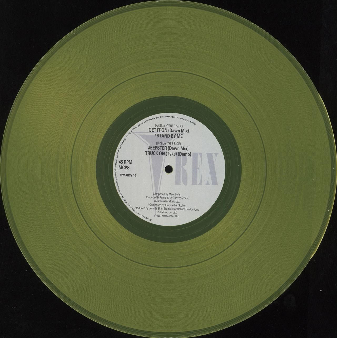T-Rex Tyrannosaurus Rex Get It On Dawn Mix Yellow Vinyl UK 12