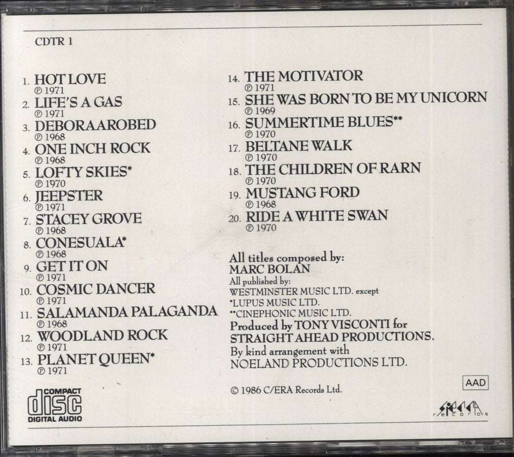 T-Rex / Tyrannosaurus Rex Greatest Hits Volume One UK CD album (CDLP)