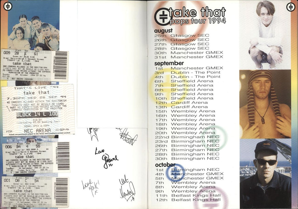 Take That Pops Tour 1994 + Stubs UK tour programme TAKTRPO711097