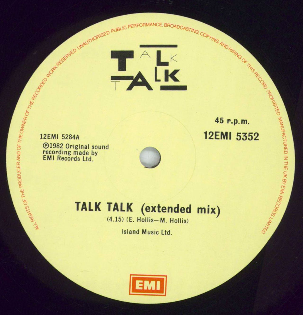 Talk Talk Talk Talk - VG UK 12" vinyl single (12 inch record / Maxi-single) TTK12TA821777