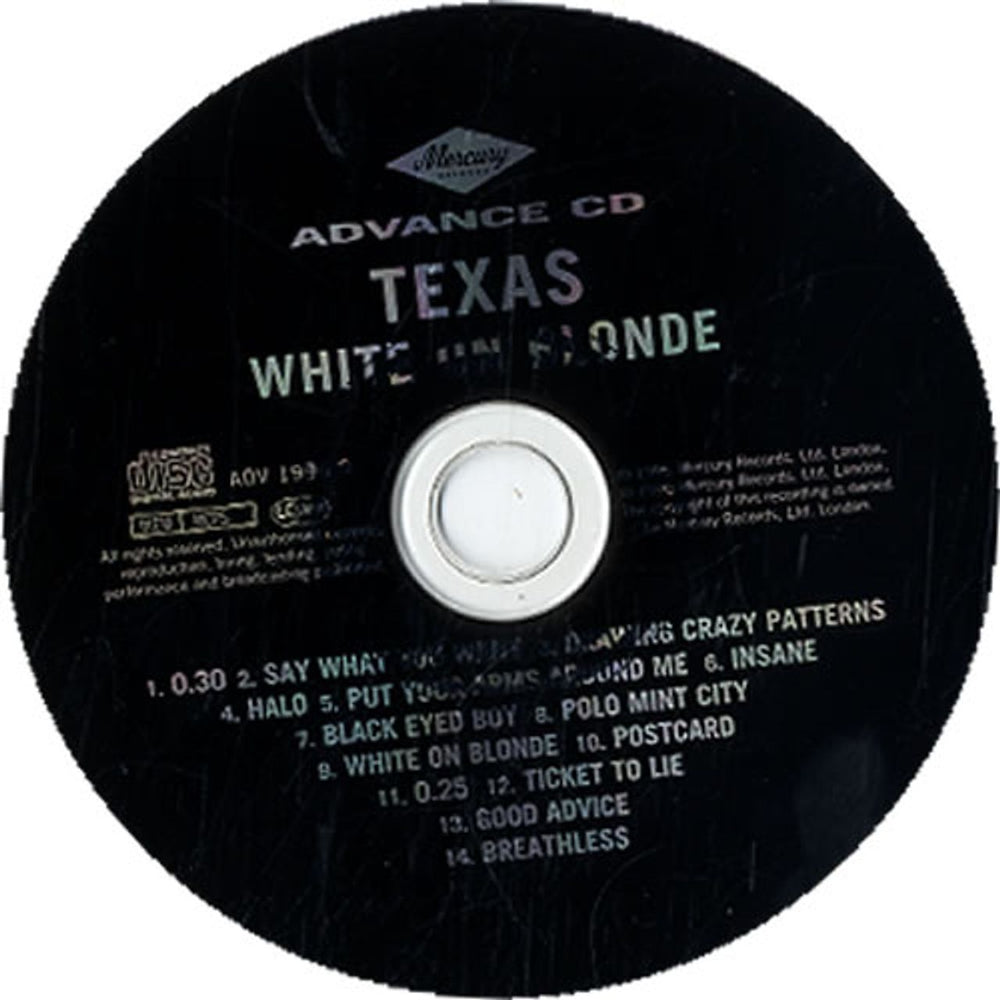 Texas White On Blonde UK Promo CD album (CDLP) TEXCDWH78518