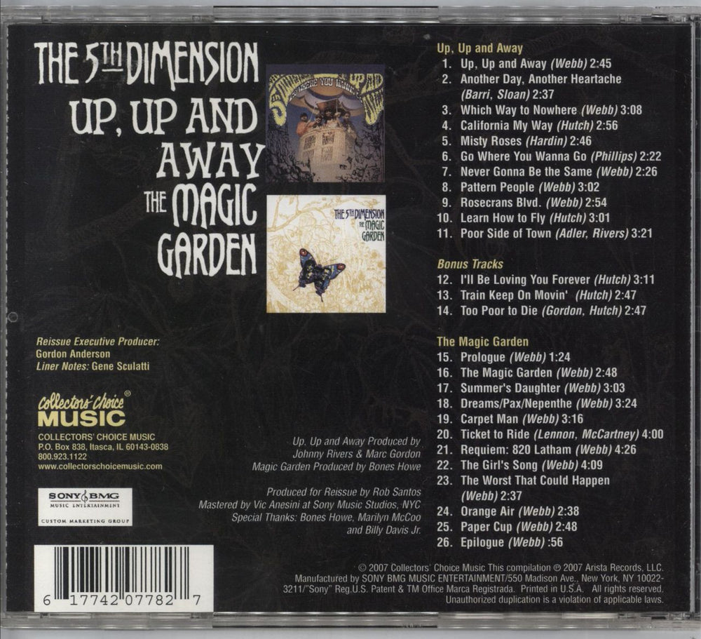 The 5th Dimension Up, Up And Away / The Magic Garden US CD album (CDLP) 617742077827