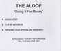 The Aloof Doing It For Money UK Promo CD-R acetate CD-R ACETATE