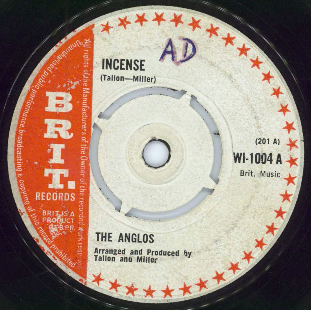 The Anglos Incense UK 7" vinyl single (7 inch record / 45) WI-1004