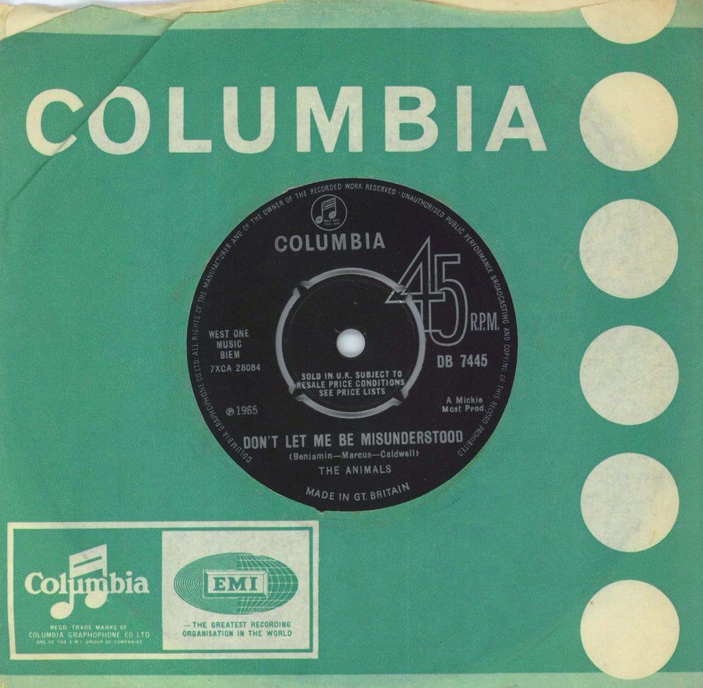 The Animals Don't Let Me Be Misunderstood - 1N UK 7" vinyl single (7 inch record / 45) DB7445