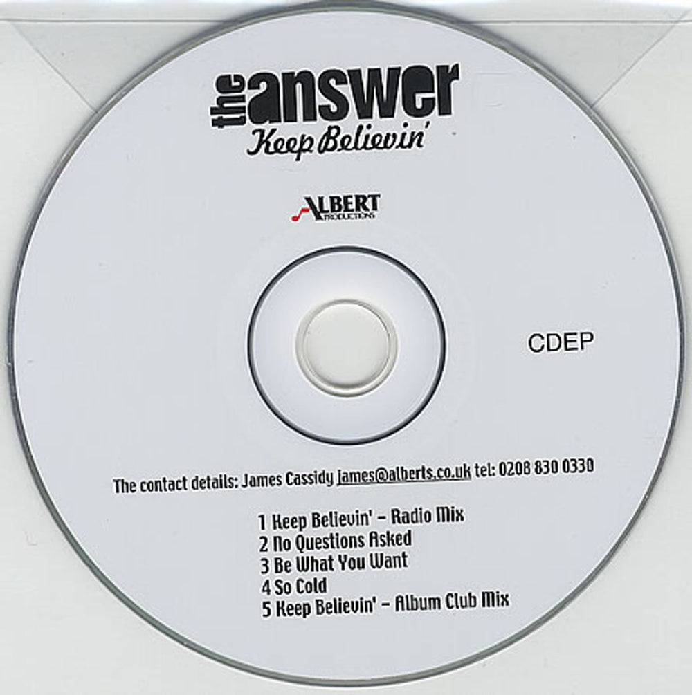 The Answer Keep Believin' UK Promo CD single (CD5 / 5") CDEP