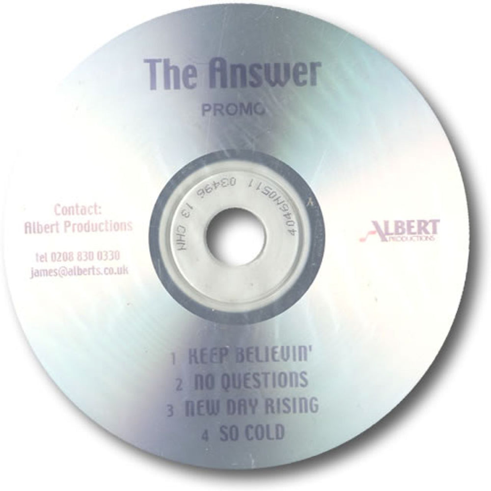 The Answer Singles Promo UK Promo CD-R acetate CD-R ACETATE