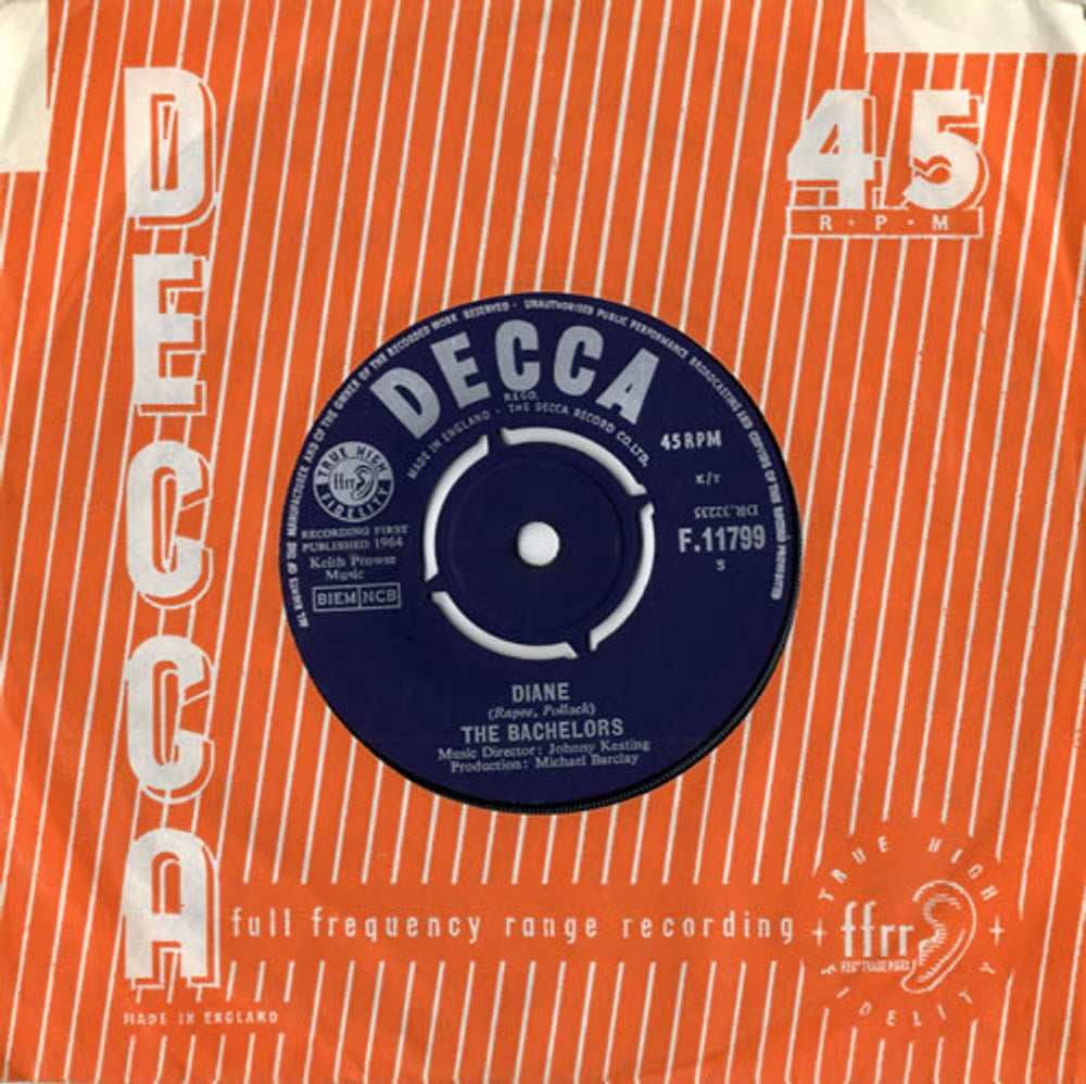 The Bachelors Diane UK 7" vinyl single (7 inch record / 45) F.11799