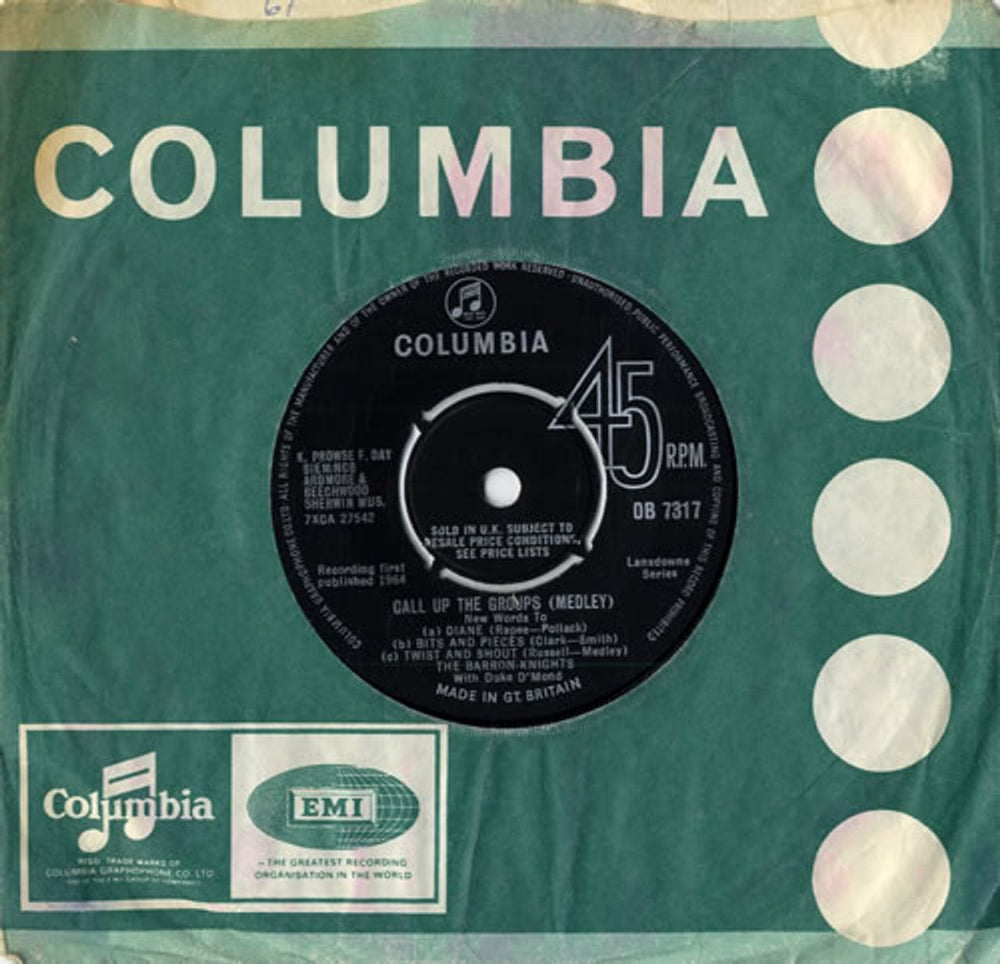 The Barron Knights Call Up The Groups (Medley) UK 7" vinyl single (7 inch record / 45) DB7317