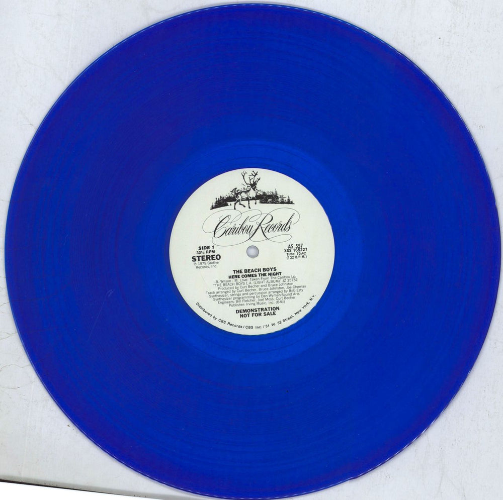 The Beach Boys Here Comes The Night - Blue Vinyl US Promo 12" vinyl single (12 inch record / Maxi-single) BBO12HE62469