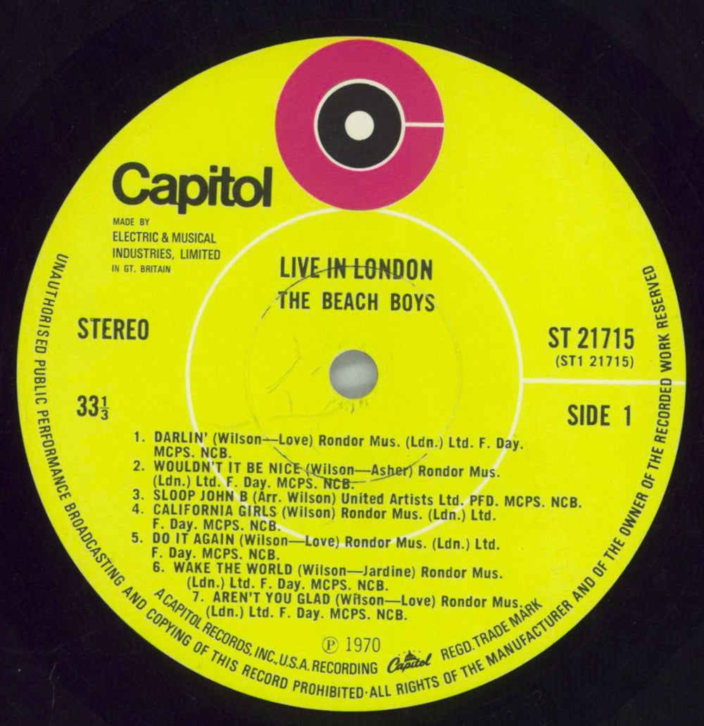 The Beach Boys Live In London - lime green label UK vinyl LP album (LP record) BBOLPLI820898