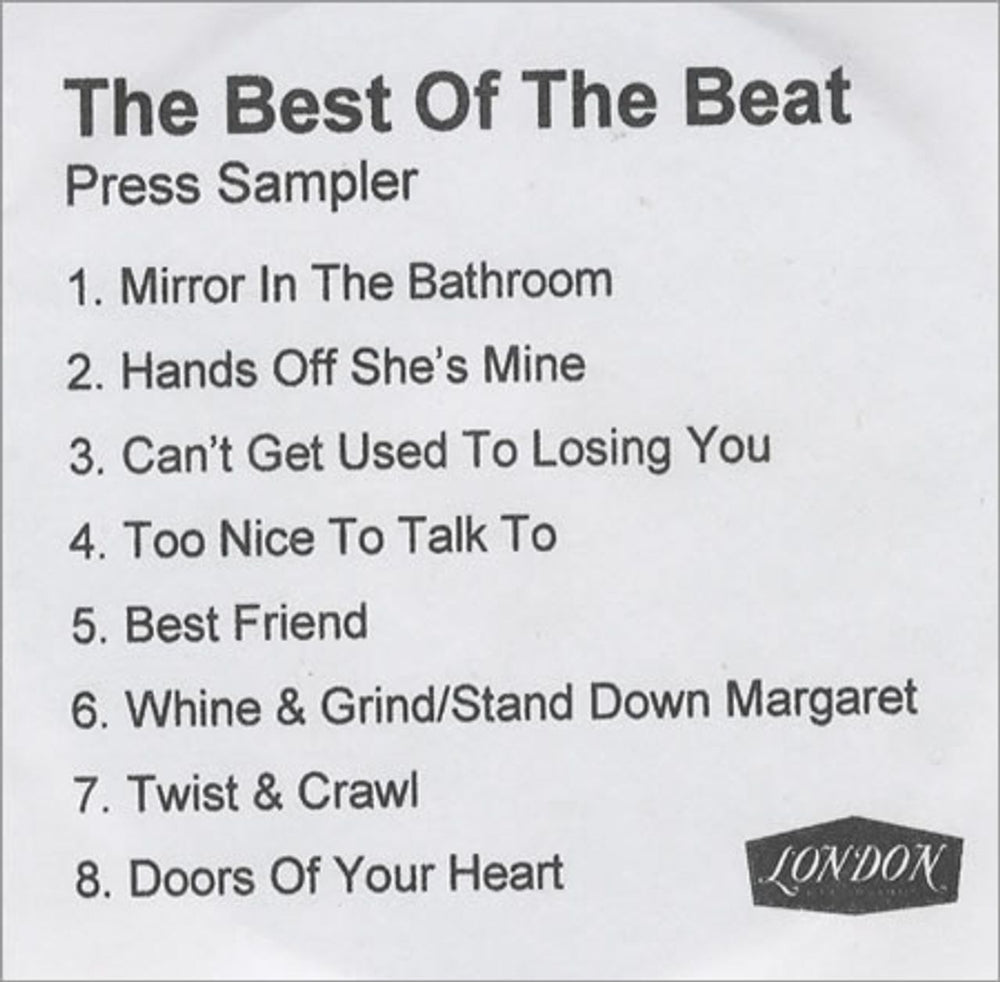 The Beat The Best Of The Beat - Press Sampler UK Promo CD-R acetate CD ACETATE