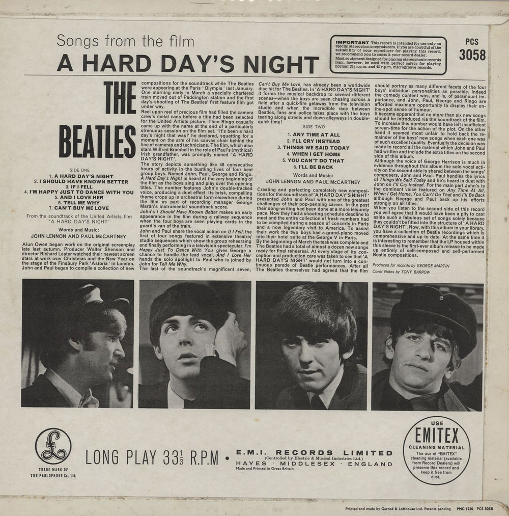 The Beatles A Hard Day's Night - 2 Box - Gram - F/B UK vinyl LP album (LP record)