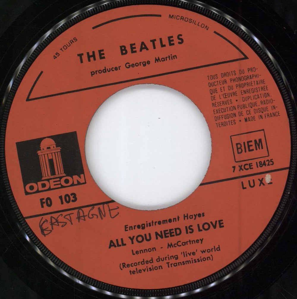 The Beatles All You Need Is Love - 1st French 7" vinyl single (7 inch record / 45) BTL07AL142900