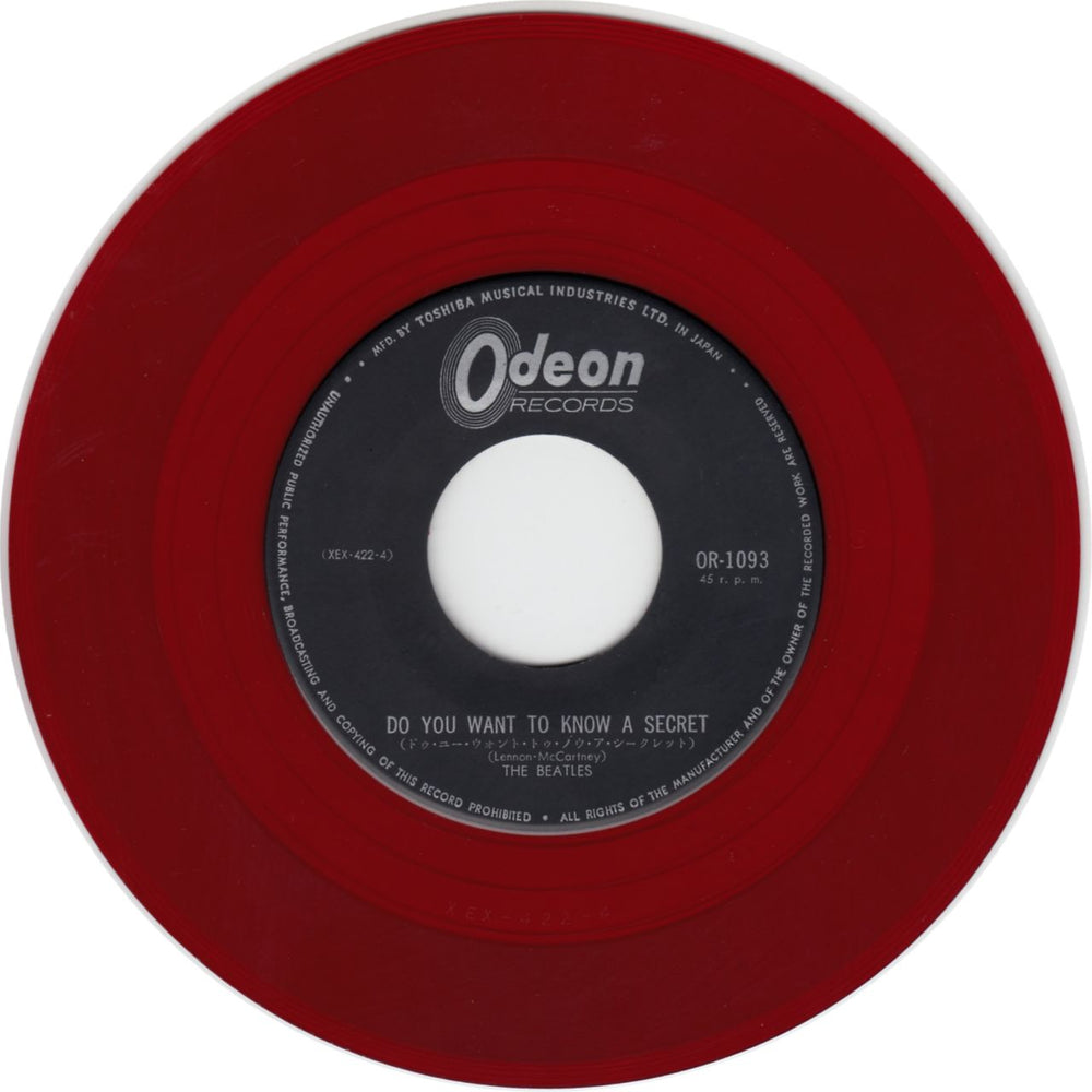 The Beatles Do You Want To Know A Secret - 1st - Red Japanese 7" vinyl single (7 inch record / 45)