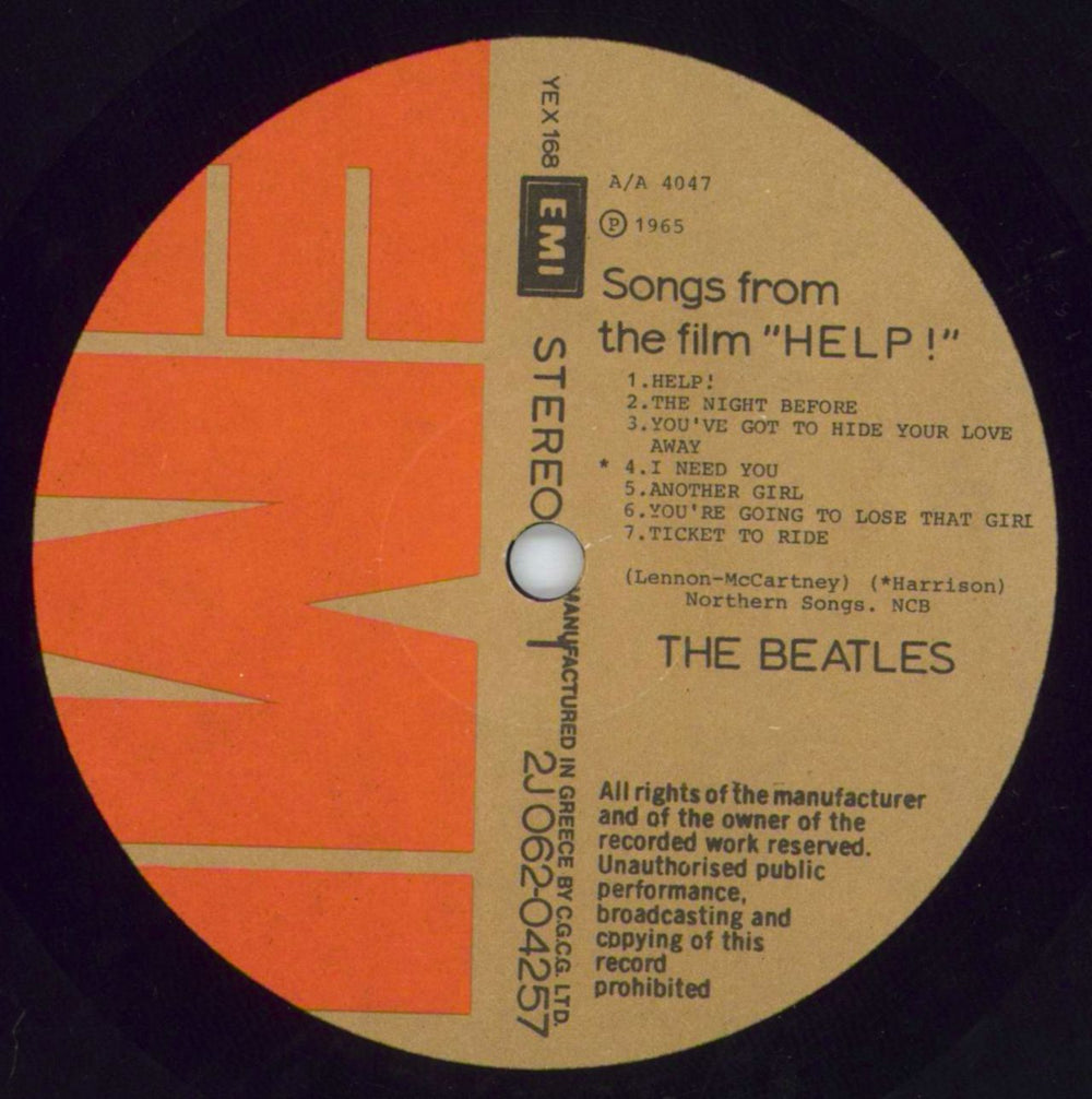 The Beatles Help! Greek vinyl LP album (LP record) BTLLPHE817055