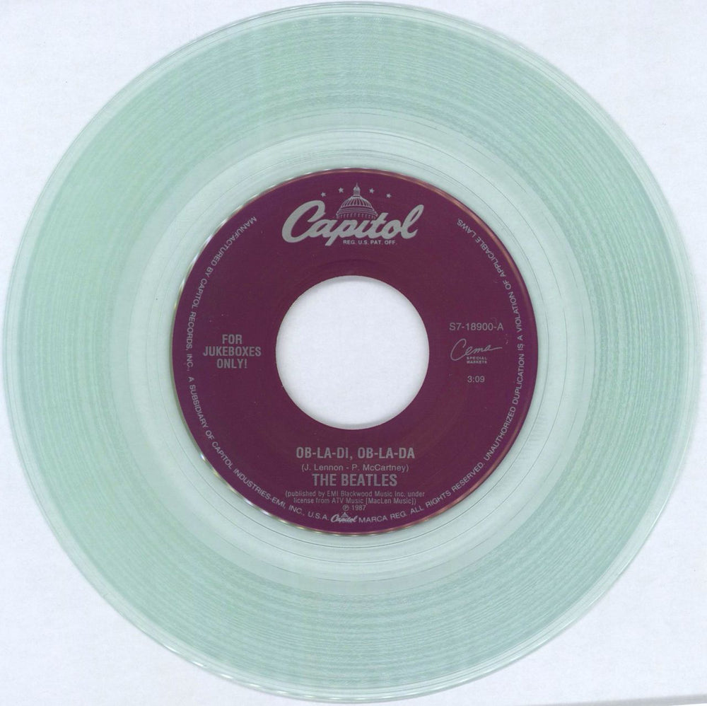 The Beatles Ob-La-Di, Ob-La-Da - Clear Vinyl - Jukebox US 7" vinyl single (7 inch record / 45) S7-18900