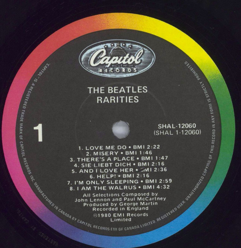 The Beatles Rarities Canadian vinyl LP album (LP record) BTLLPRA822960