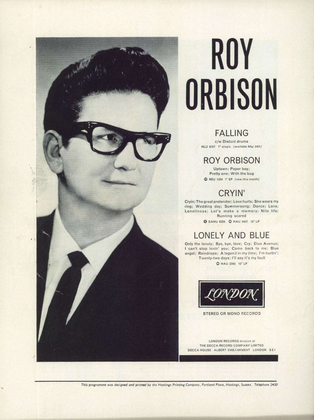 The Beatles The Beatles / Roy Orbison - EX UK tour programme