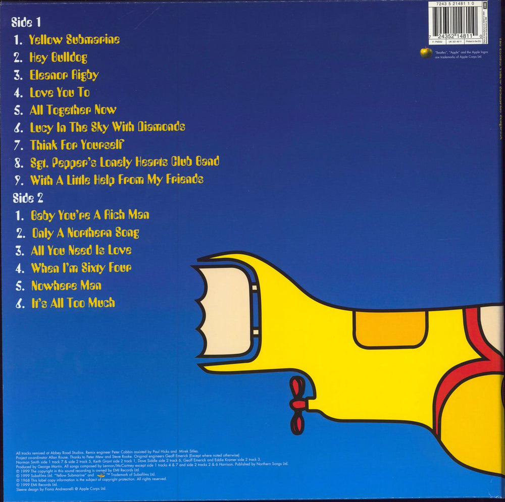 The Beatles Yellow Submarine Songtrack UK vinyl LP album (LP record) 724352148110