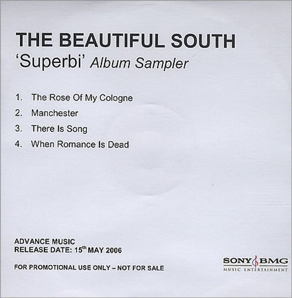 The Beautiful South 'Superbi' Album Sampler UK Promo CD-R acetate CDR ACETATE