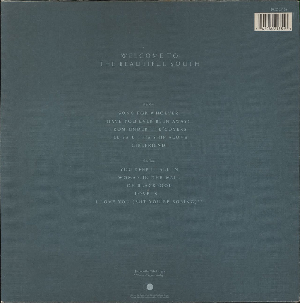 The Beautiful South Welcome To The Beautiful South - Fluffy Toy Cover UK vinyl LP album (LP record) 042284213516