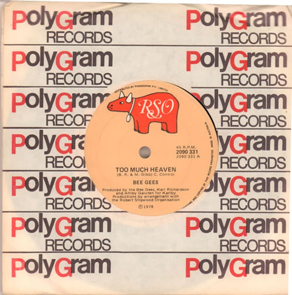 The Bee Gees Too Much Heaven Australian 7" vinyl single (7 inch record / 45) 2090331