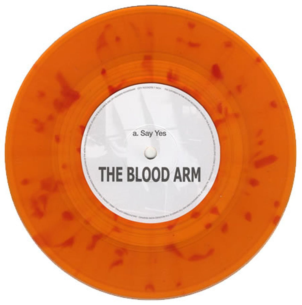 The Blood Arm Say Yes - Orange & Red Flecked Vinyl UK 7" vinyl single (7 inch record / 45) BM607SA394304