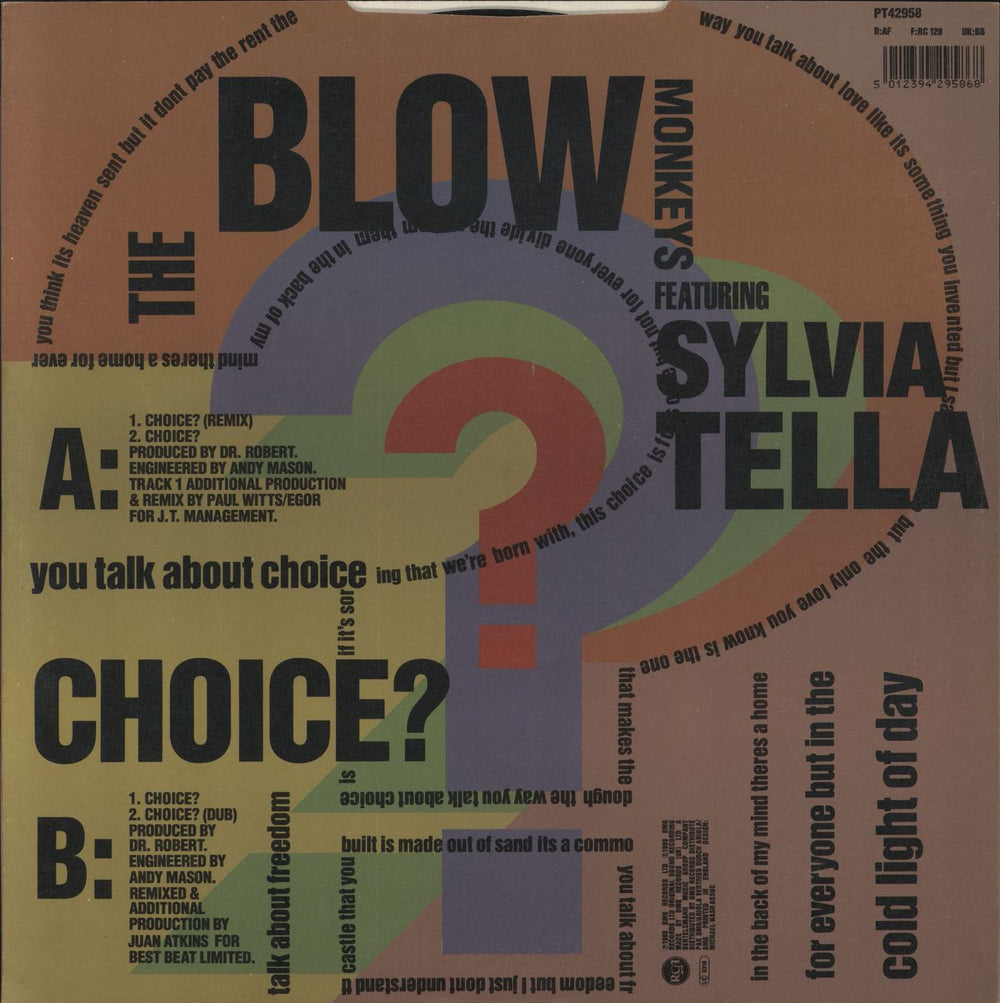 The Blow Monkeys Choice? UK 12" vinyl single (12 inch record / Maxi-single) 5012394295868