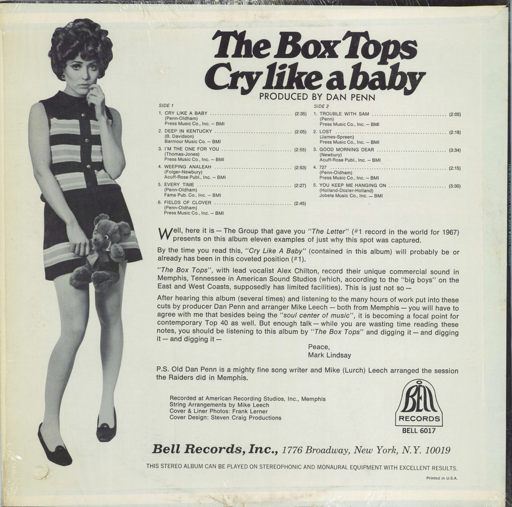 The Box Tops Cry Like A Baby - Shrink US vinyl LP album (LP record)