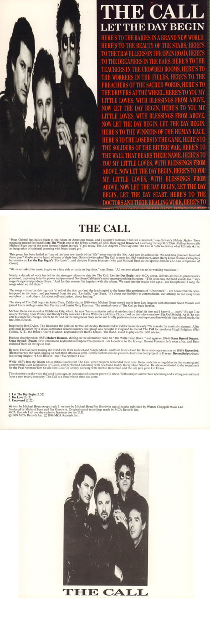 The Call Let The Day Begin - Envelope Sleeve UK 7" vinyl single (7 inch record / 45) CLL07LE639629