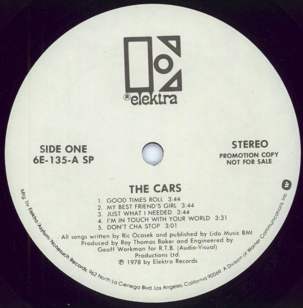 The Cars The Cars US Promo vinyl LP album (LP record) C-RLPTH799104