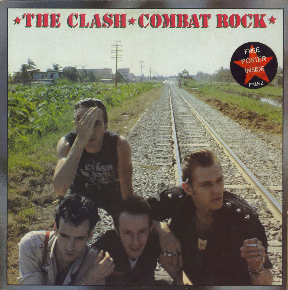 The Clash Combat Rock + Rectangular Poster - VG+ UK vinyl LP album (LP record) FMLN2