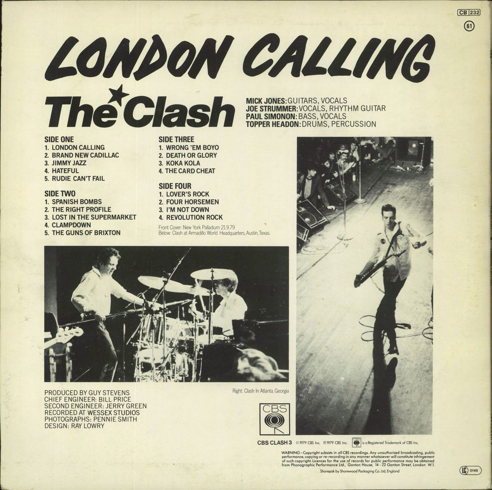 The Clash London Calling + Inners - TIV Etching - EX UK 2-LP vinyl record set (Double LP Album)