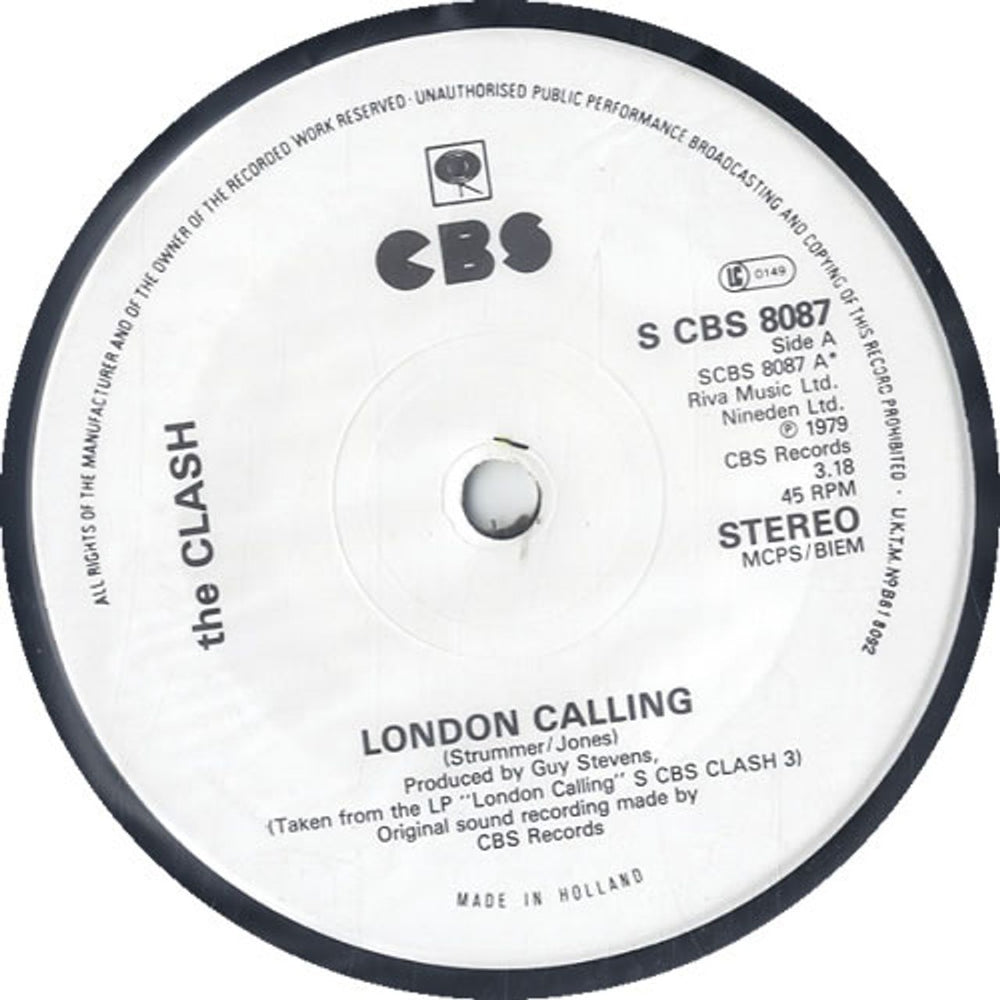 The Clash London Calling - Yellow Vinyl Dutch 7" vinyl single (7 inch record / 45) CSH07LO106222