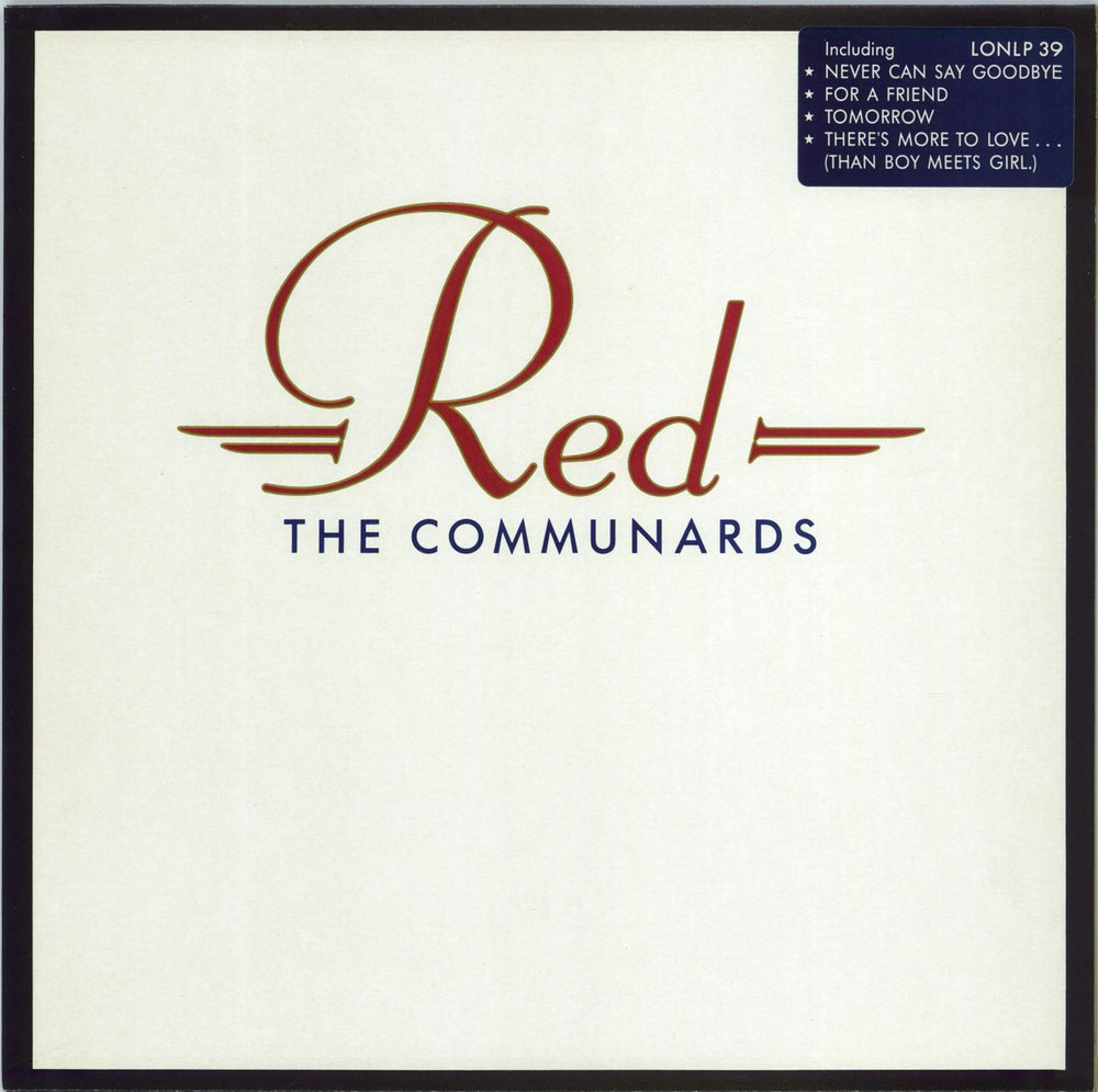 The Communards Red - Single Stickered UK vinyl LP album (LP record) LONLP39