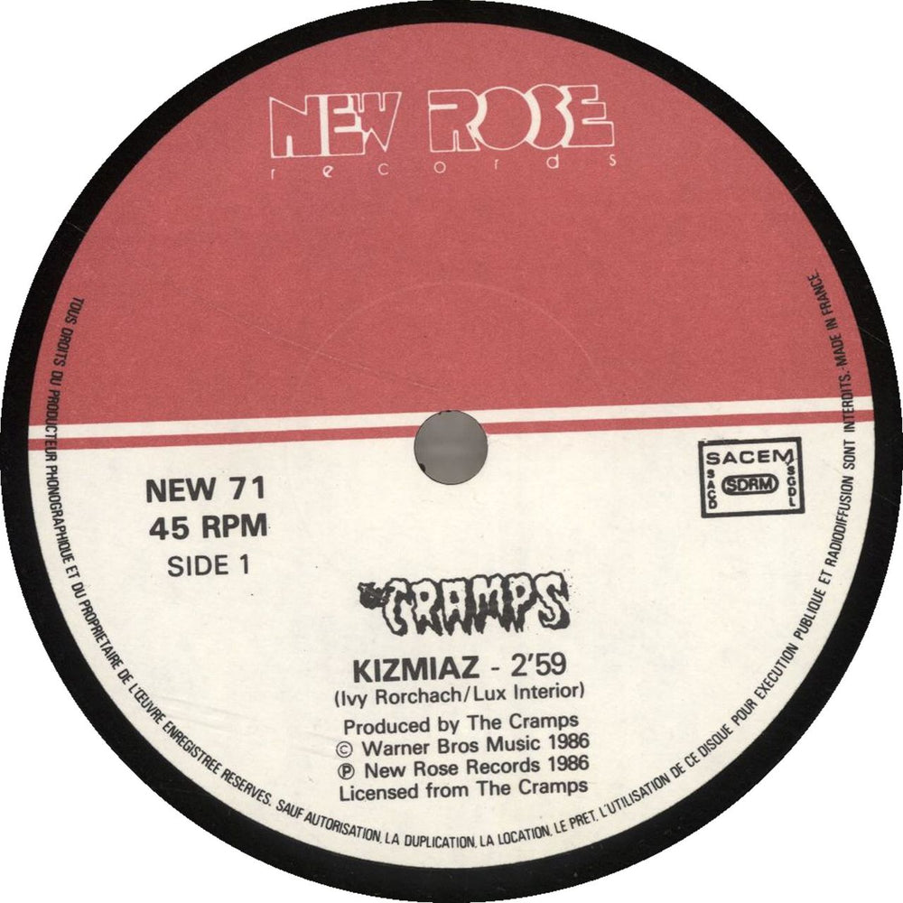 The Cramps Kizmiaz French 7" vinyl single (7 inch record / 45) CRA07KI340968