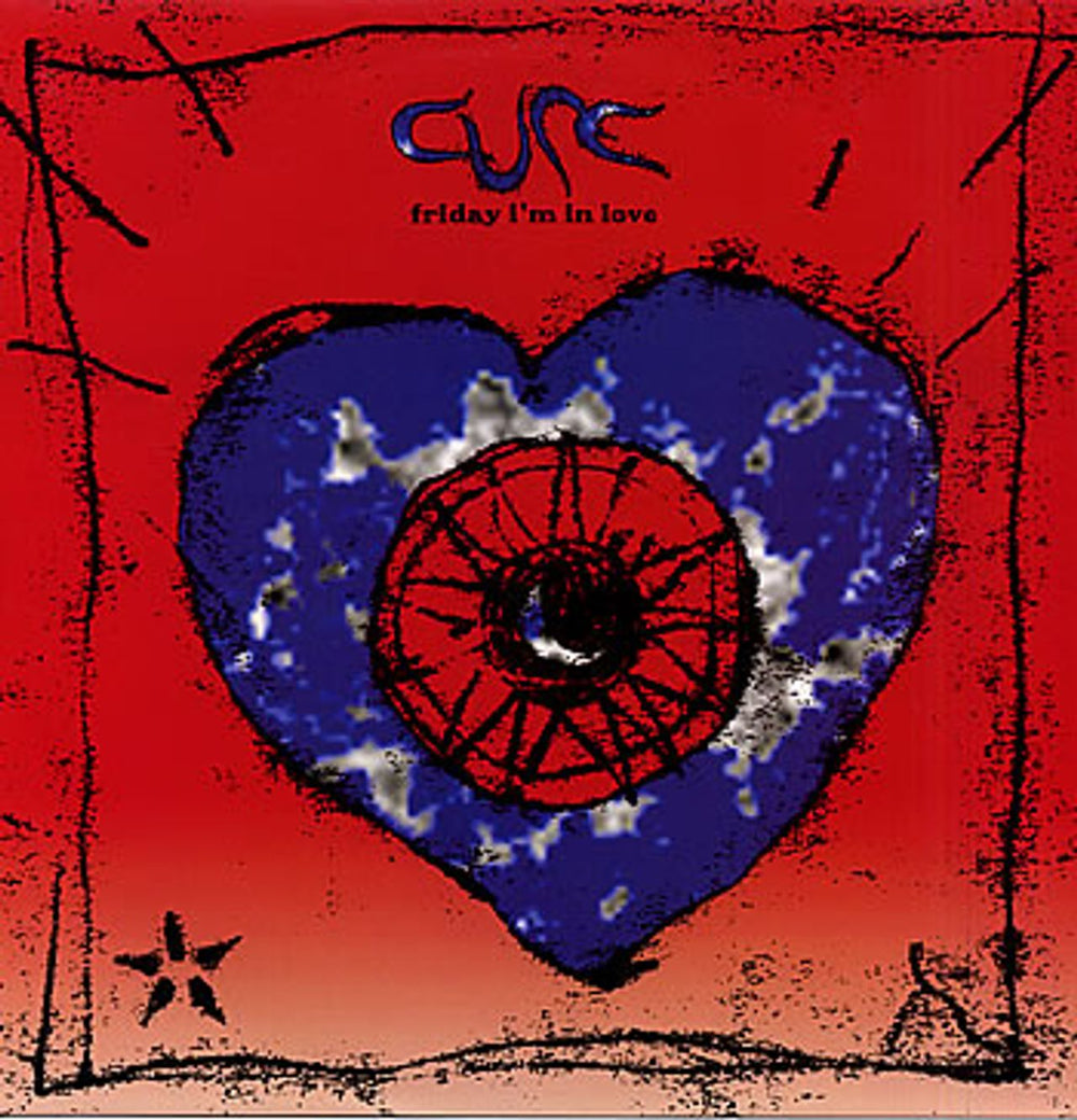 The Cure Friday I'm In Love - Blue swirl - EX UK 12" vinyl single (12 inch record / Maxi-single) FICSX42