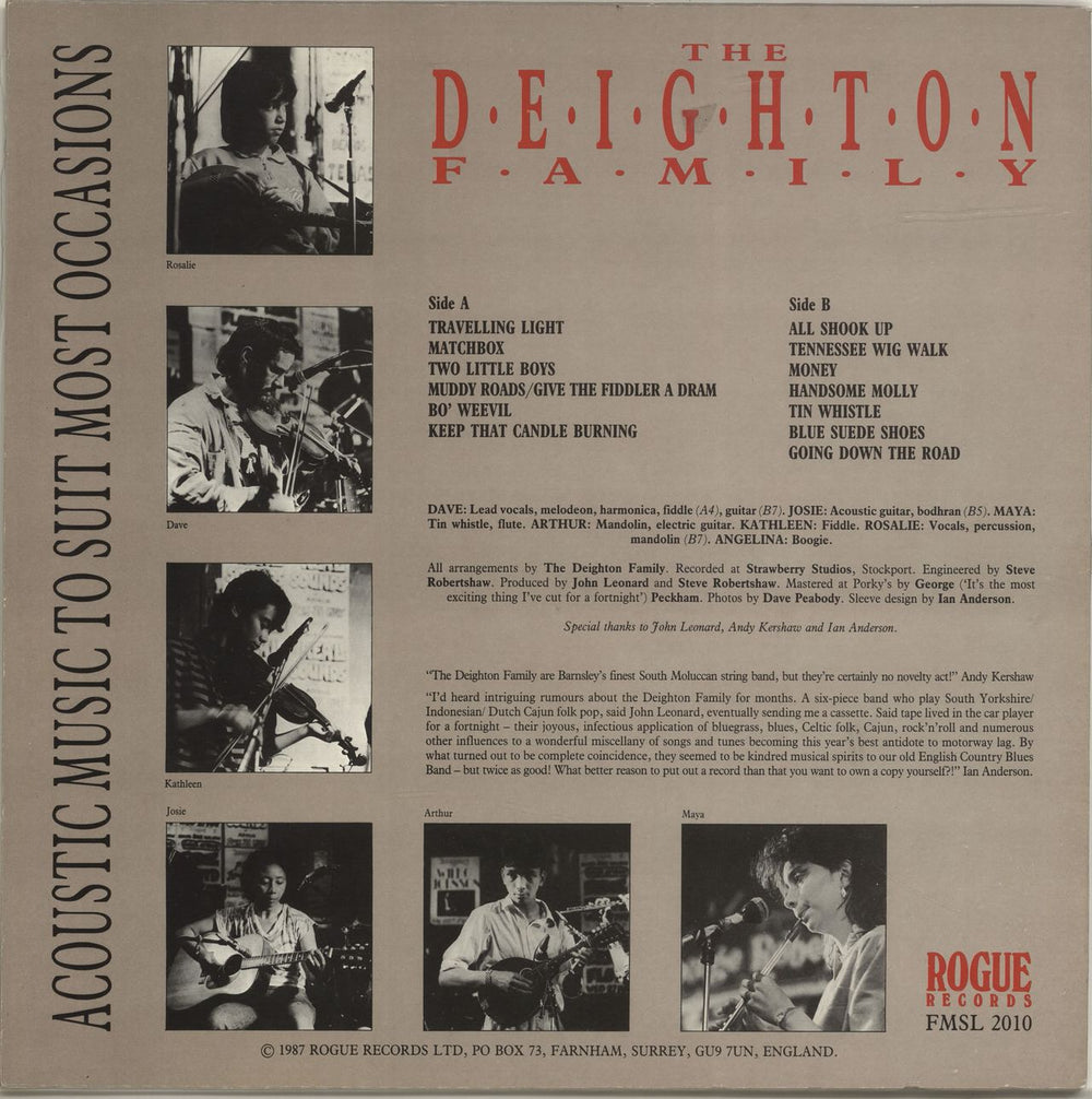 The Deighton Family Acoustic Music To Suit Most Occasions UK vinyl LP album (LP record)