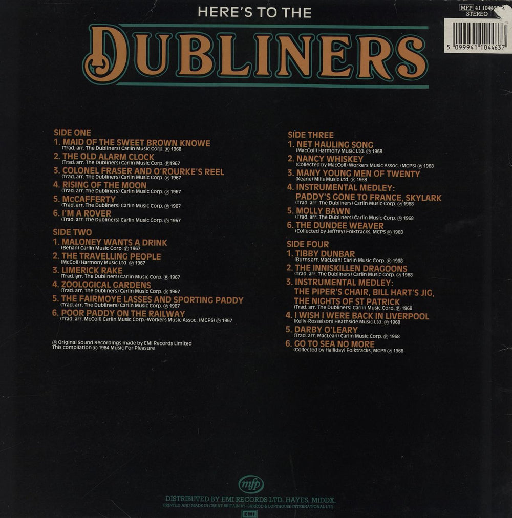 The Dubliners Here's To The Dubliners UK 2-LP vinyl record set (Double LP Album) 5099941104637