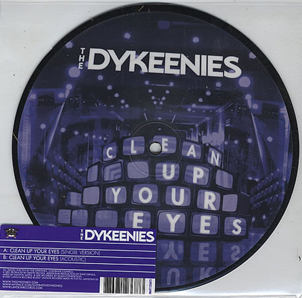 The Dykeenies Clean Up Your Eyes UK 7" vinyl picture disc (7 inch picture disc single) LAVOLTA015X