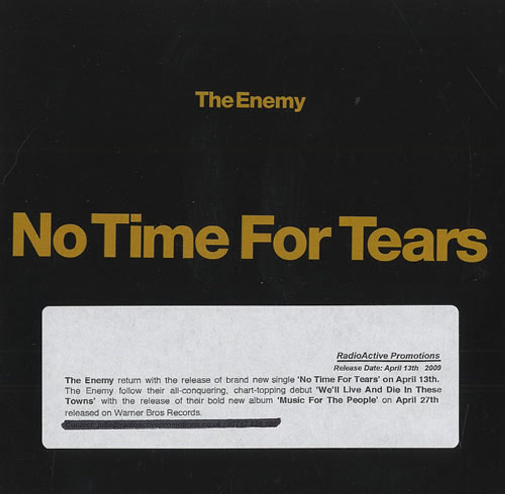 The Enemy No Time For Tears UK Promo CD single (CD5 / 5") PRO17253