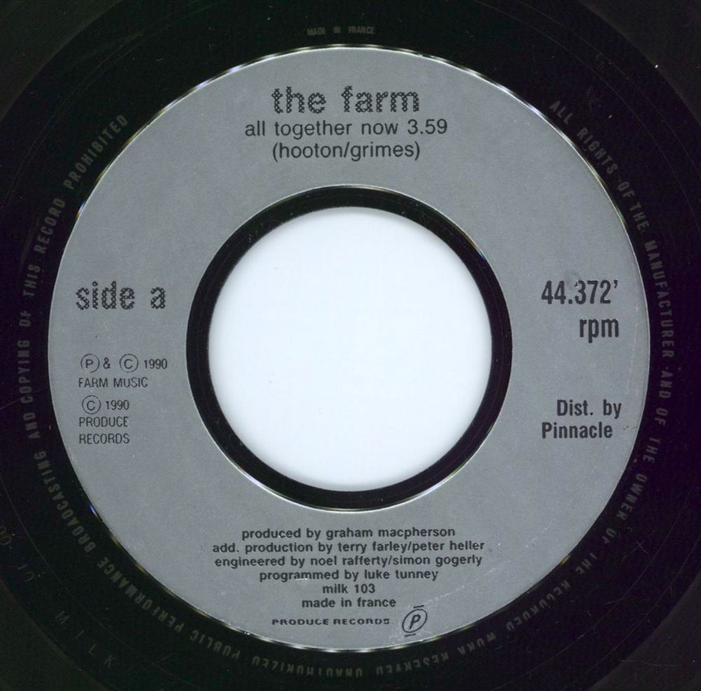 The Farm All Together Now - Wide Centre French 7" vinyl single (7 inch record / 45) MILK103